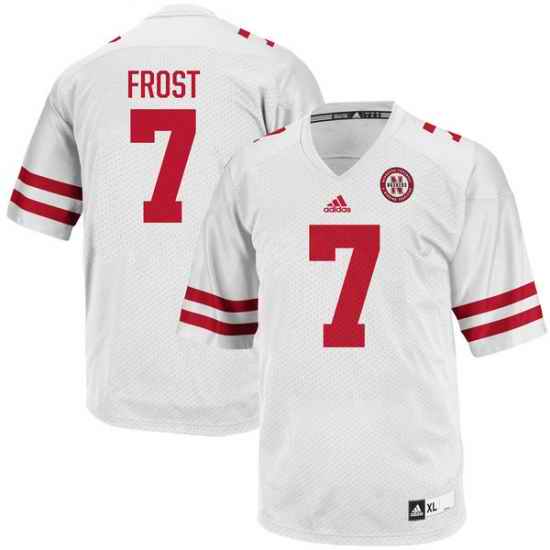Men adidas Scott Frost White Nebraska Cornhuskers #7 Football Jersey
